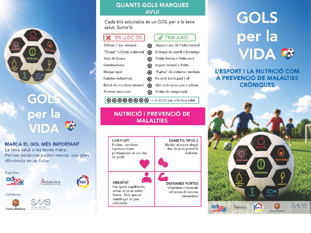 Tríptic Gols per la Vida de l'Associació de Diabetis d'Andorra